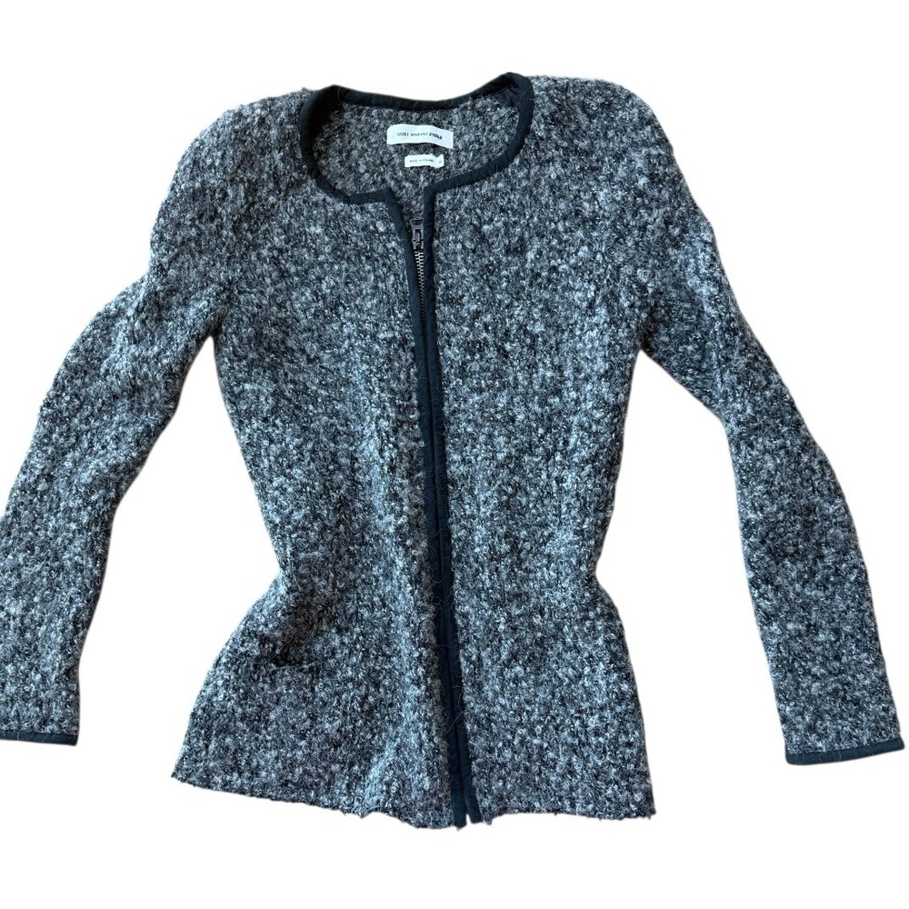 Isabel Marant Étoile Womens Octavia Zip Jacket Wool Mohair Gray Size 38 - Picture 2 of 11